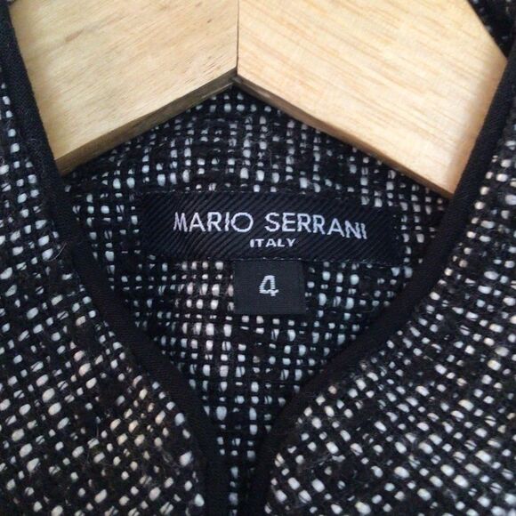 MARIO Serrani Italy blazer wool blend Italian designer size 4 black white - Picture 3 of 13